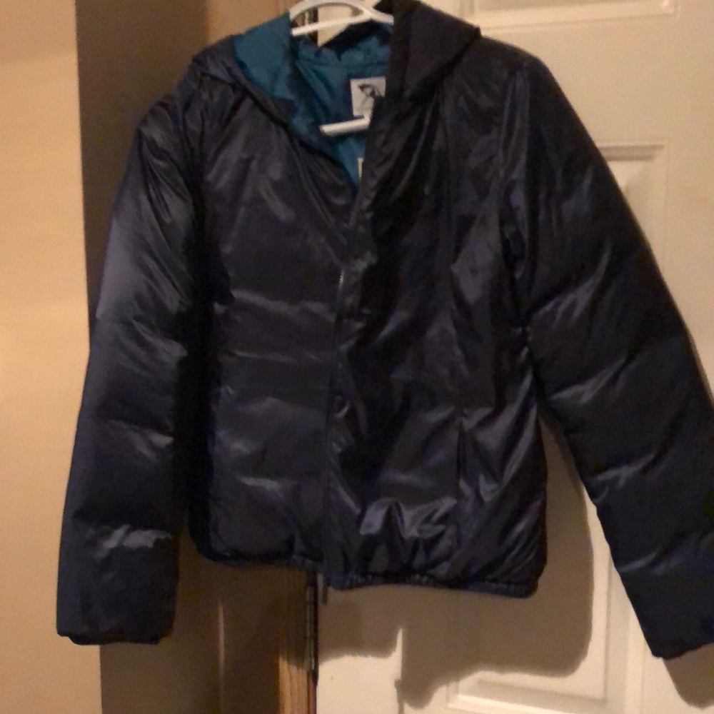 BNWT ARNOLD PALMER TIMELESS NABY BLUE SHORT PUFFER COAT WITH HOODIE - SZ 2